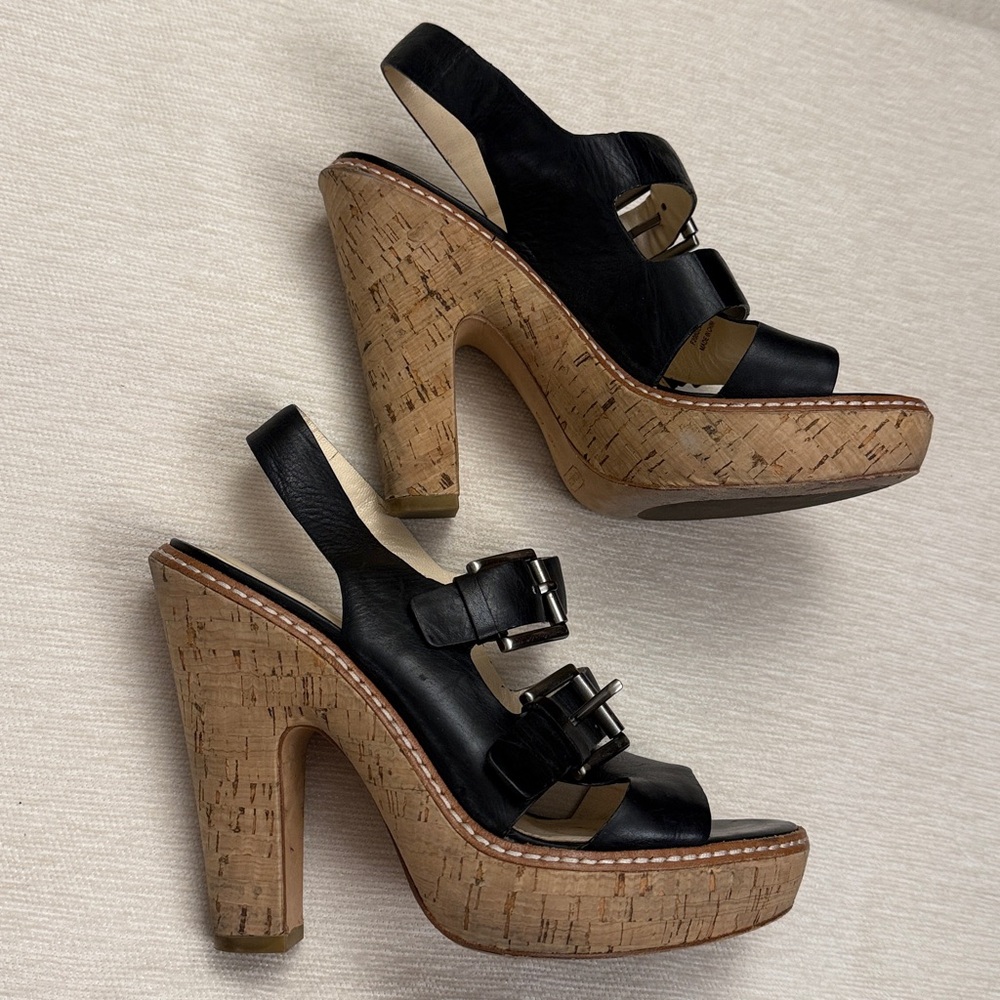 Coach Katee Black Cork Platform high heel size 6B